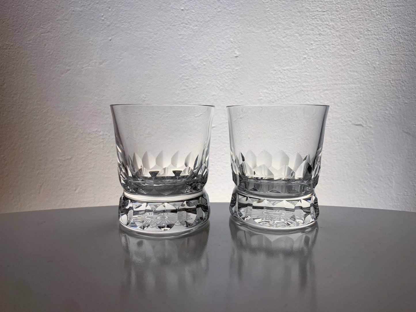 Set of 5 crystal iconic substantial shots Prince, Göran Wärff, Kosta Boda 1986 Sweden
