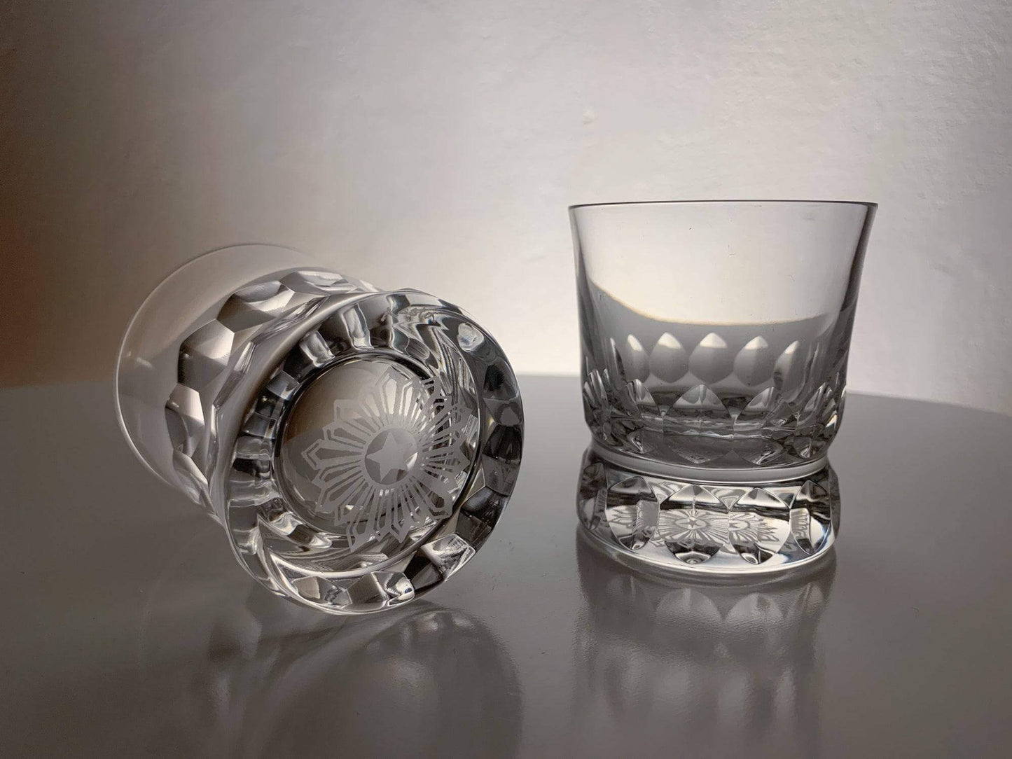 Set of 5 crystal iconic substantial shots Prince, Göran Wärff, Kosta Boda 1986 Sweden