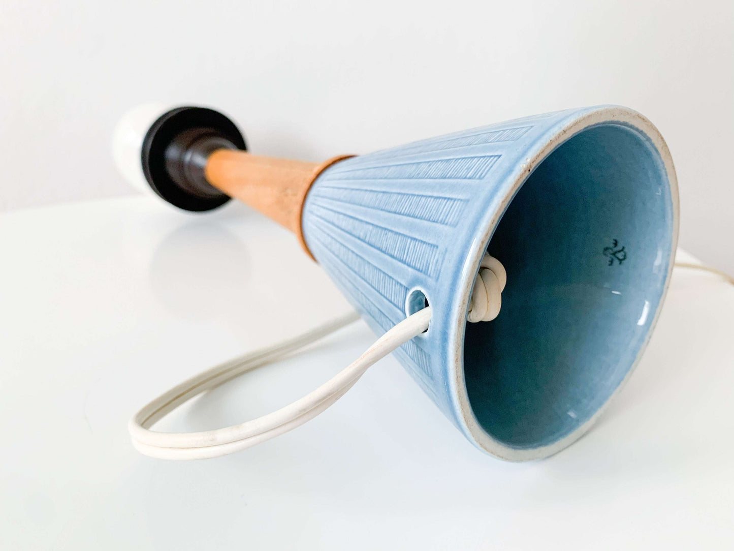Rörstrand table lamp, wood and ceramics, 1970s