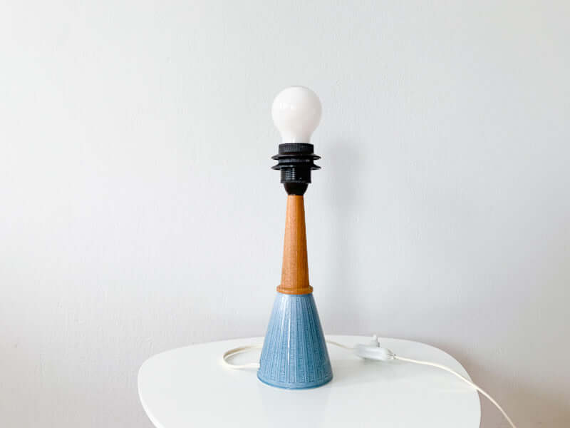 Rörstrand table lamp, wood and ceramics, 1970s