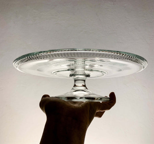 Riihimäen lasi large cake stand | Finland, 1950s