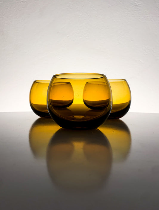 Humppila Talonpoika Amber Glasses by Pertti Santalahti | Set of 3