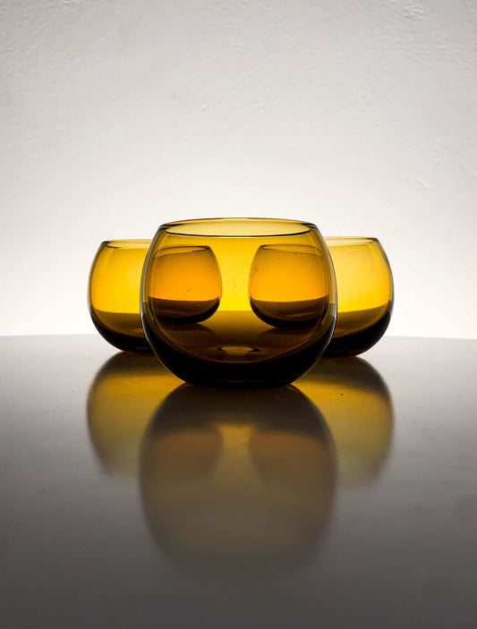 Humppila Talonpoika Amber Glasses by Pertti Santalahti | Set of 3