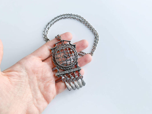 Pewter Nordic Dreamcatcher necklace by Tapani Vanhatalo, Finland 1970s