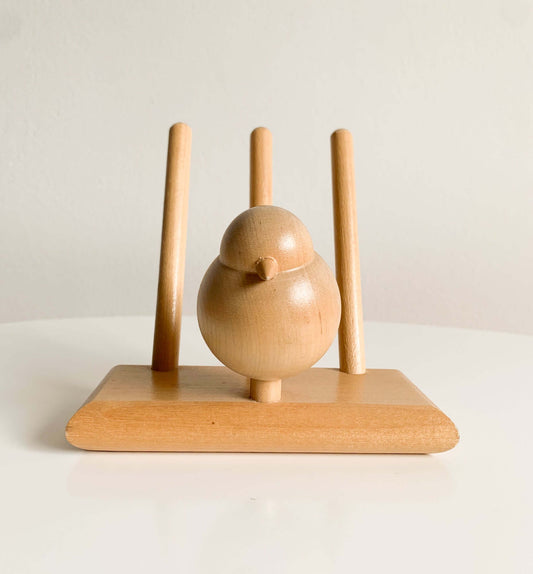 Aarikka Finland | Wooden Bird sculpture and napkin holder