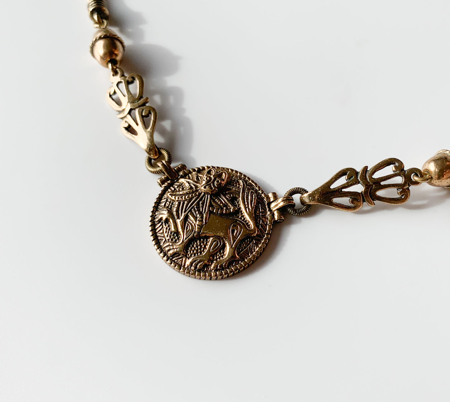 Kalevala Koru Aurinkoleijona Necklace, Bronze 42cm