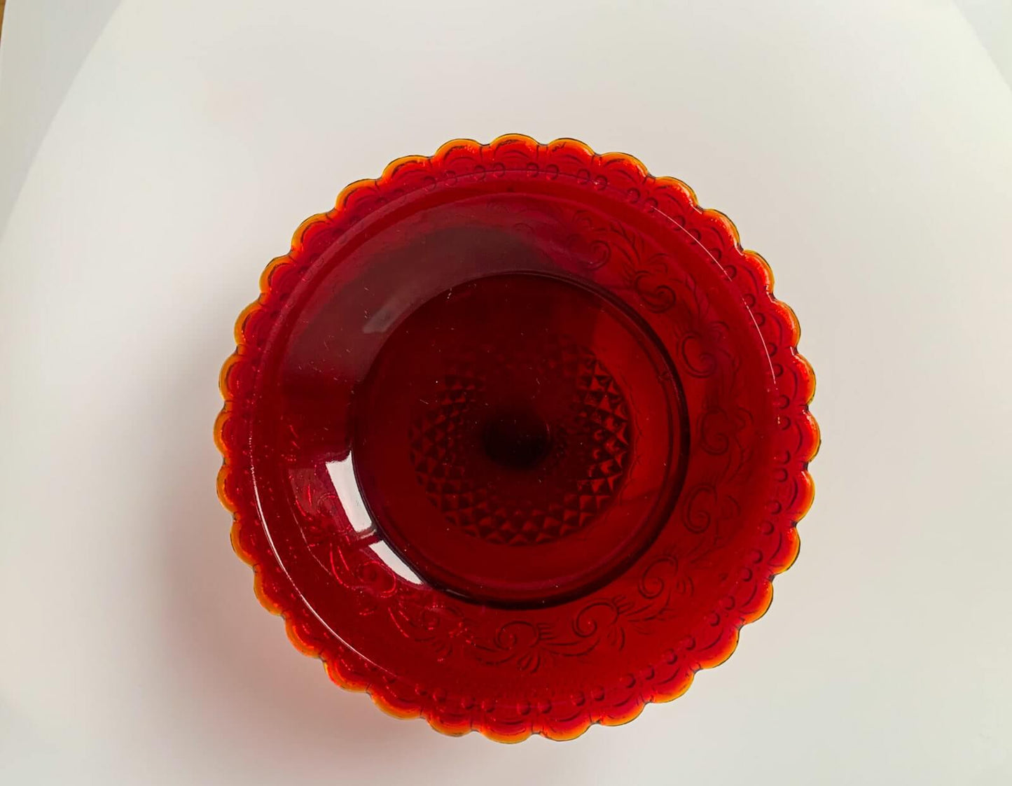 Vintage Сadmium Gold Pressed Glass Pedestal Dish