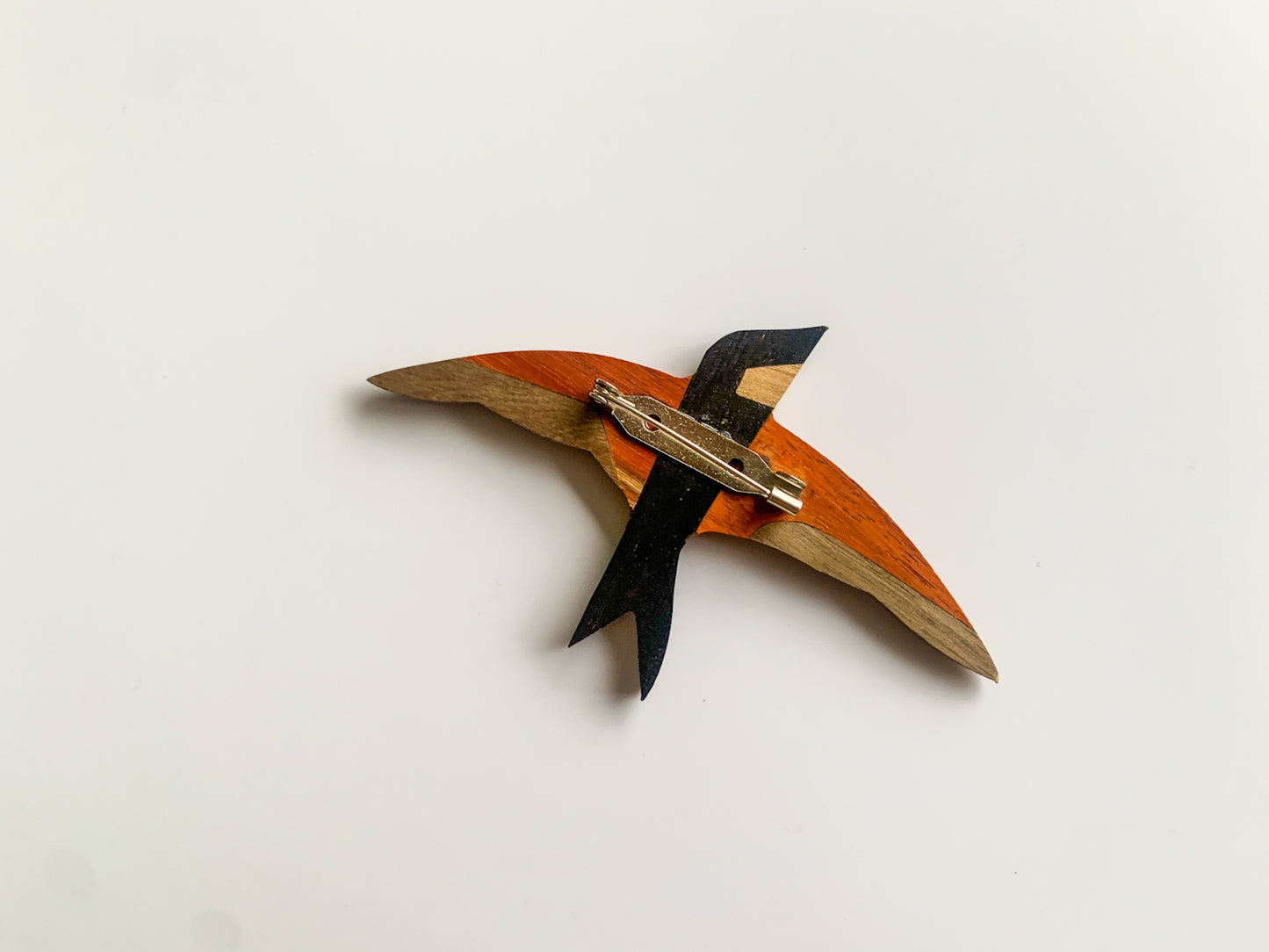 Vintage Wooden Swallow Midcentury Brooch