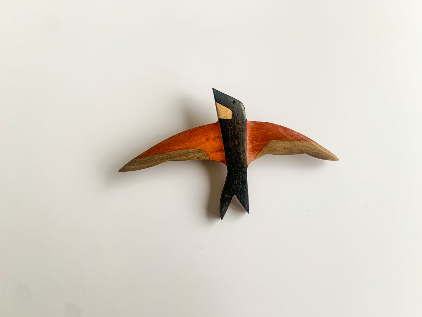 Vintage Wooden Swallow Midcentury Brooch