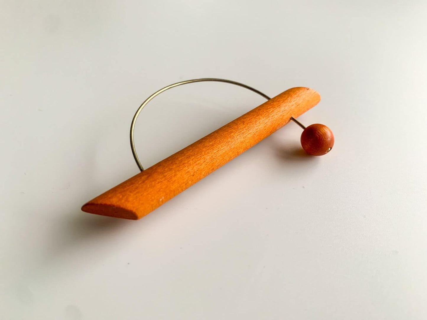 Aarikka Finland Wooden stylish terracotta brooch