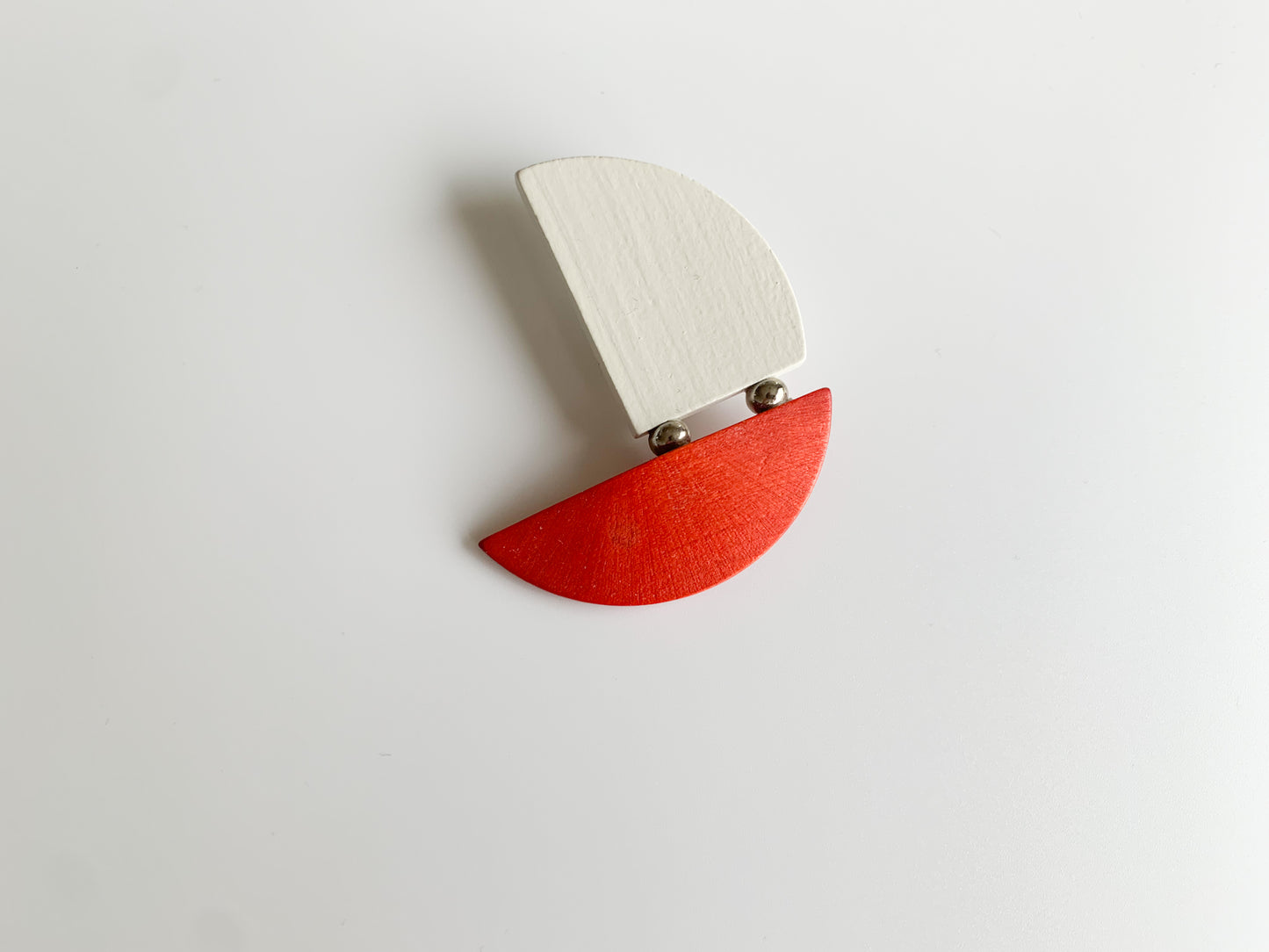 Red and white wooden brooch Sailboat by Aarikka, Finland