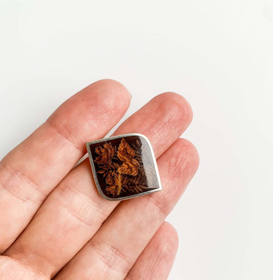 Finnish Silver & Enamel Pendant – Autumn Leaves