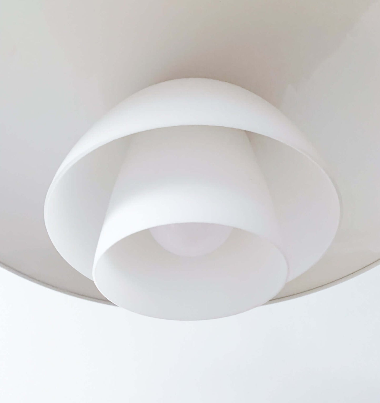 Vintage pendant lamp opal glass shade | Poul Henningsen style