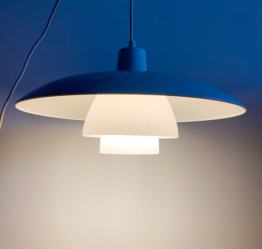 Vintage pendant lamp opal glass shade | Poul Henningsen style