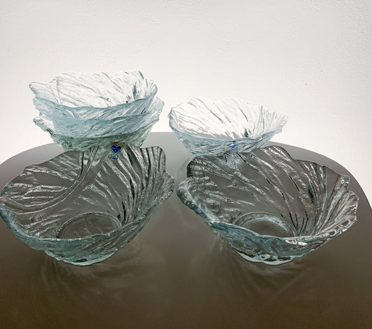 Set of 6 Riihimäen Lasi Ultra dessert bowls by Pertti Kallioinen, 1970s