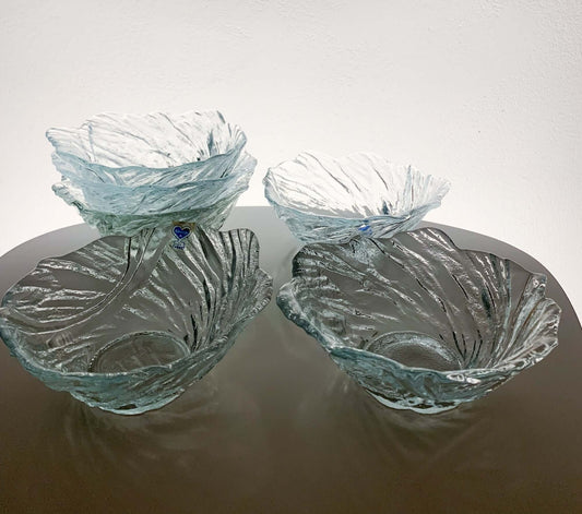 Set of 6 Riihimäen Lasi Ultra dessert bowls by Pertti Kallioinen, 1970s