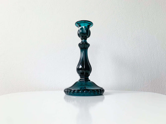 Turquoise-green candle holder Jugenstil, Nuutajärvi Finland, 1960s