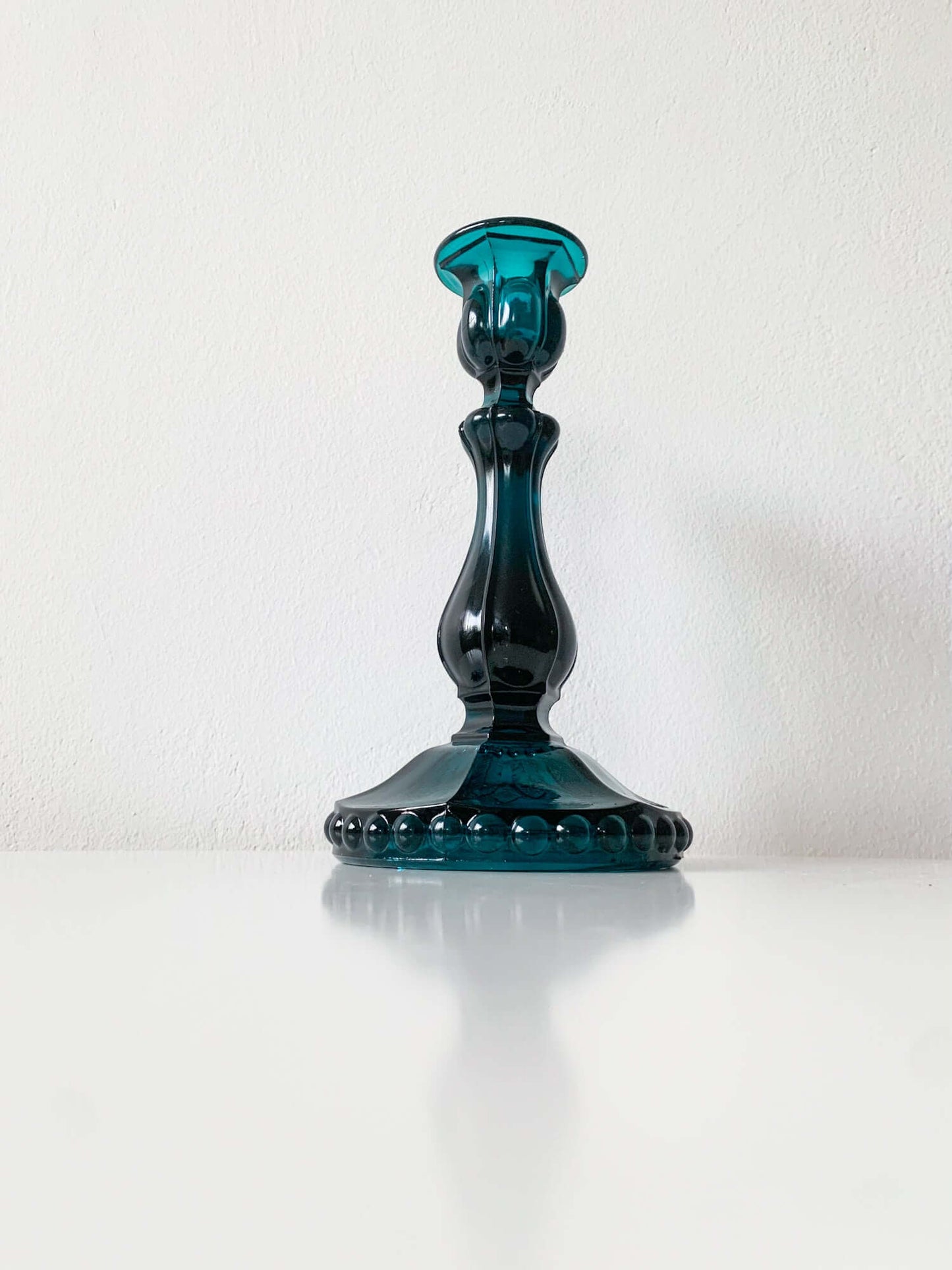 Turquoise-green candle holder Jugenstil, Nuutajärvi Finland, 1960s
