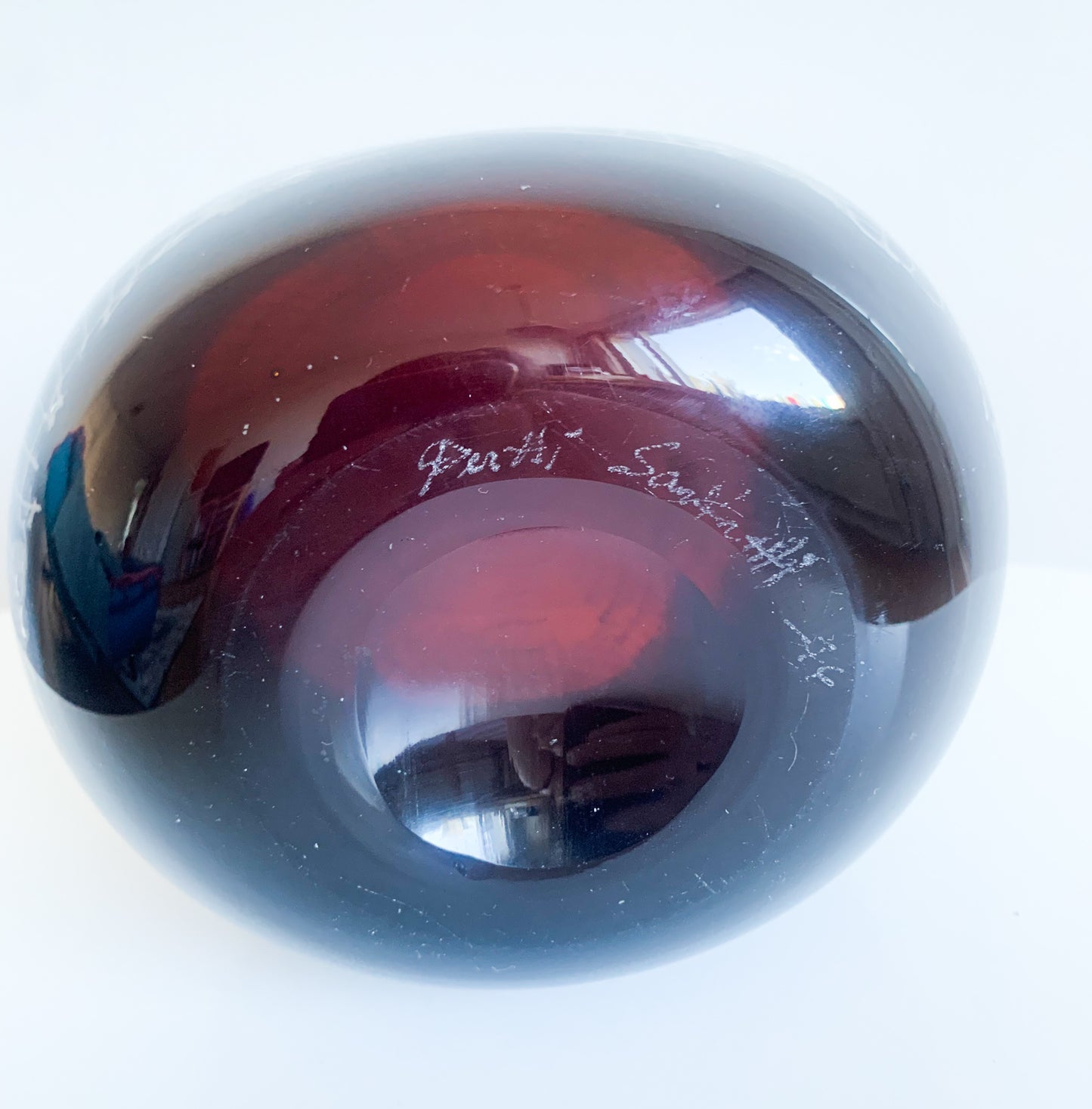 Pertti Santalahti Mars Art Glass Bottle Vase for Humppila, Signed