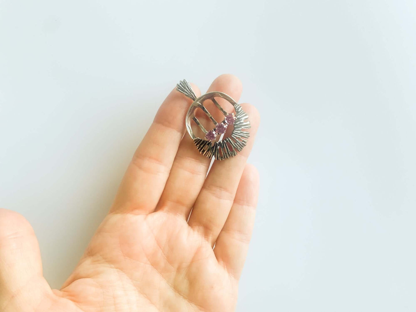 Martti Viikinniemi | Vintage Silver Pendant Pink Gemstones