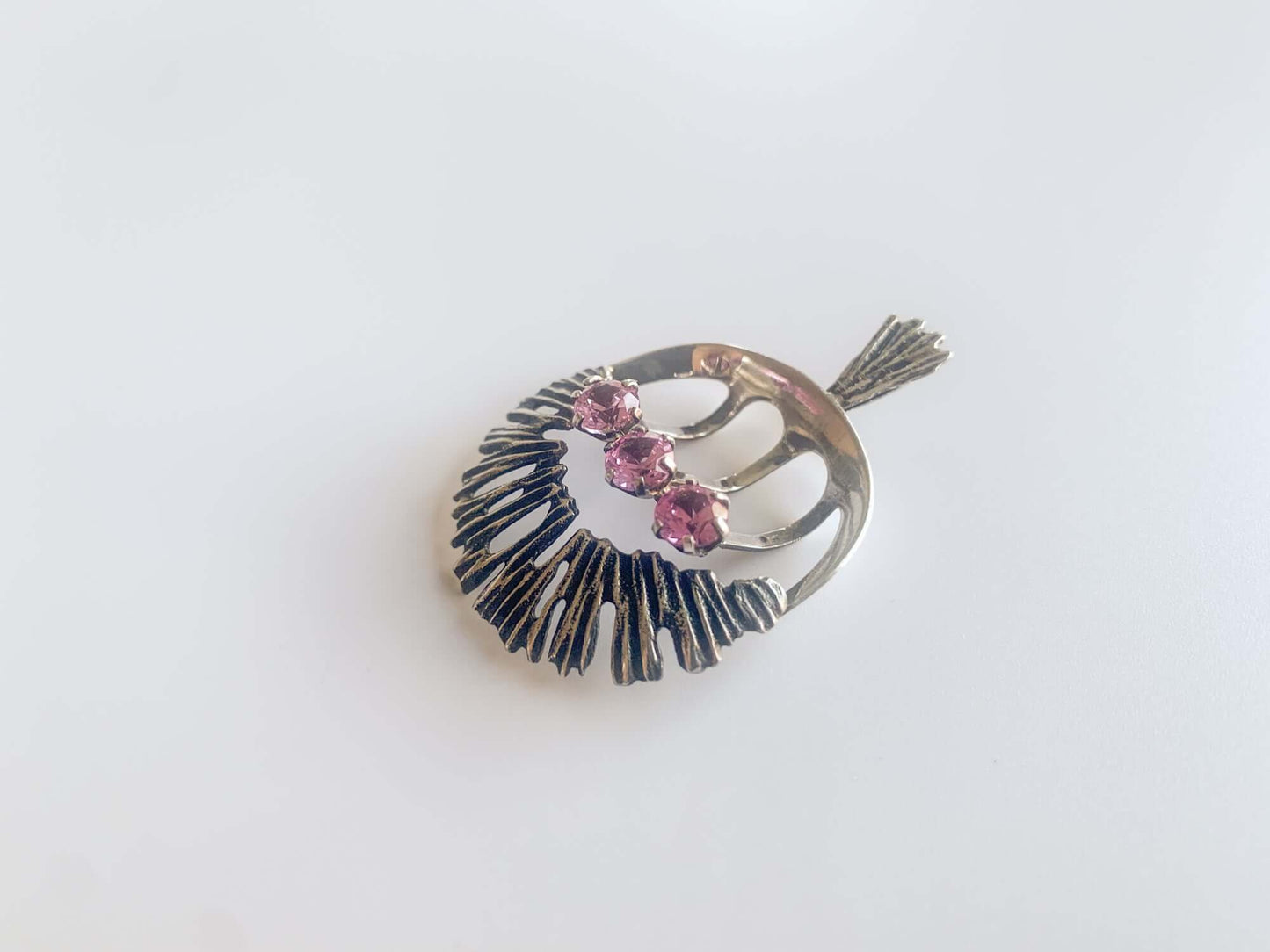 Martti Viikinniemi | Vintage Silver Pendant Pink Gemstones
