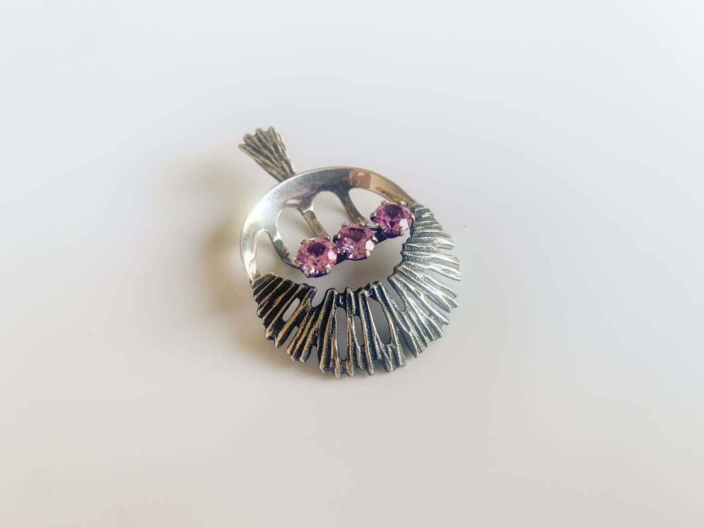 Martti Viikinniemi | Vintage Silver Pendant Pink Gemstones