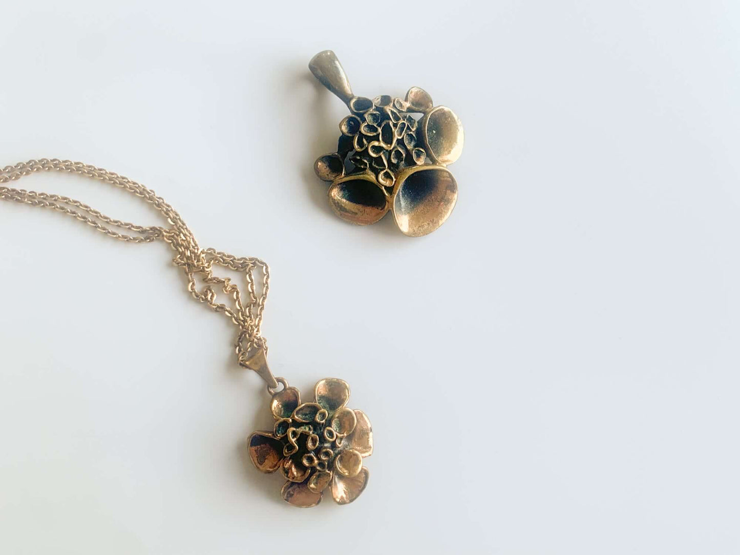 Vintage Bronze Abstract Organic style pendant Cladonia, designer Hannu Ikonen, Finland 1970s