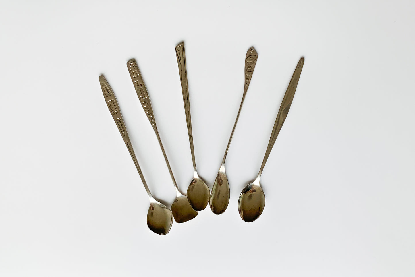 Set of 5 silverplated spoons for cocktail, tea, Space age, Denmark