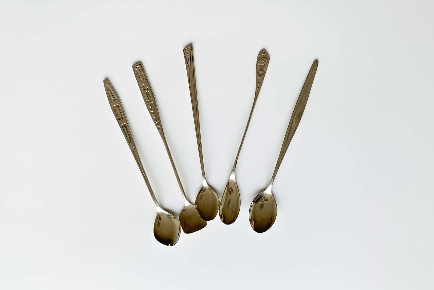 Set of 5 silverplated spoons for cocktail, tea, Space age, Denmark