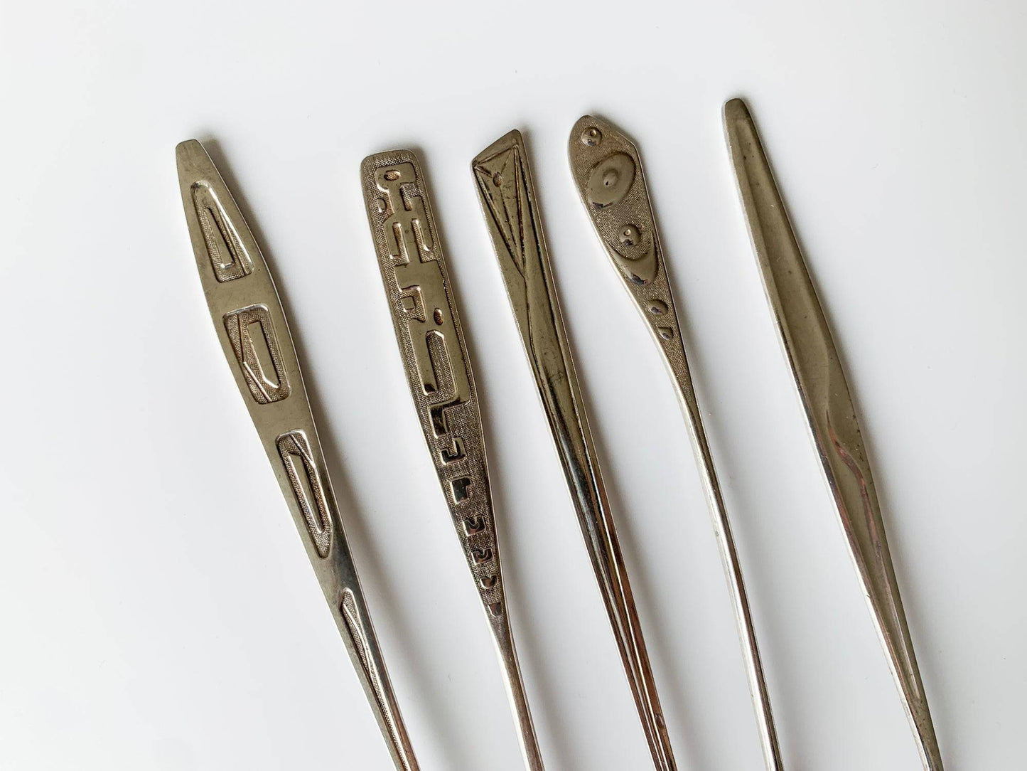 Set of 5 silverplated spoons for cocktail, tea, Space age, Denmark