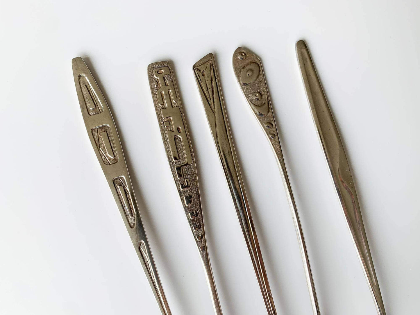 Set of 5 silverplated spoons for cocktail, tea, Space age, Denmark