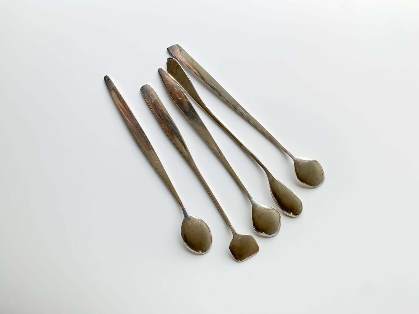 Set of 5 silverplated spoons for cocktail, tea, Space age, Denmark