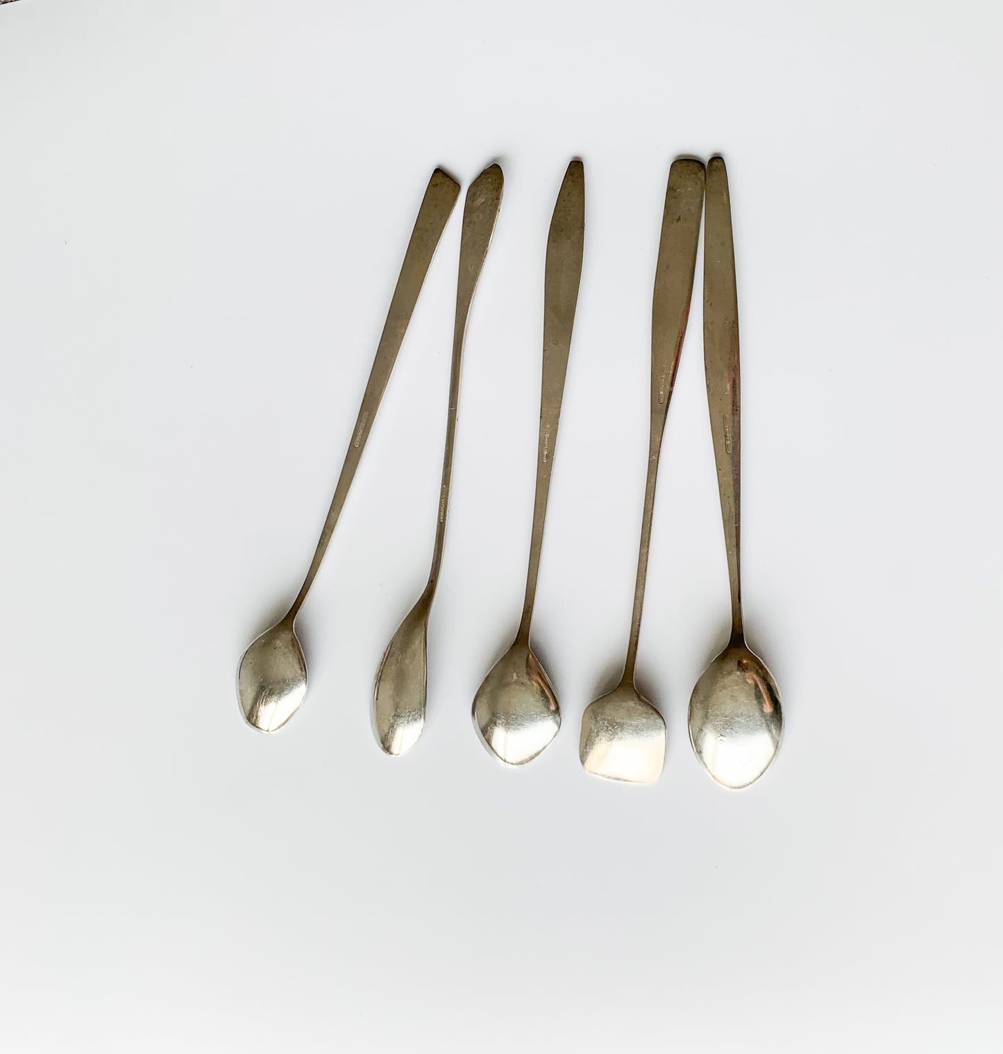 Set of 5 silverplated spoons for cocktail, tea, Space age, Denmark