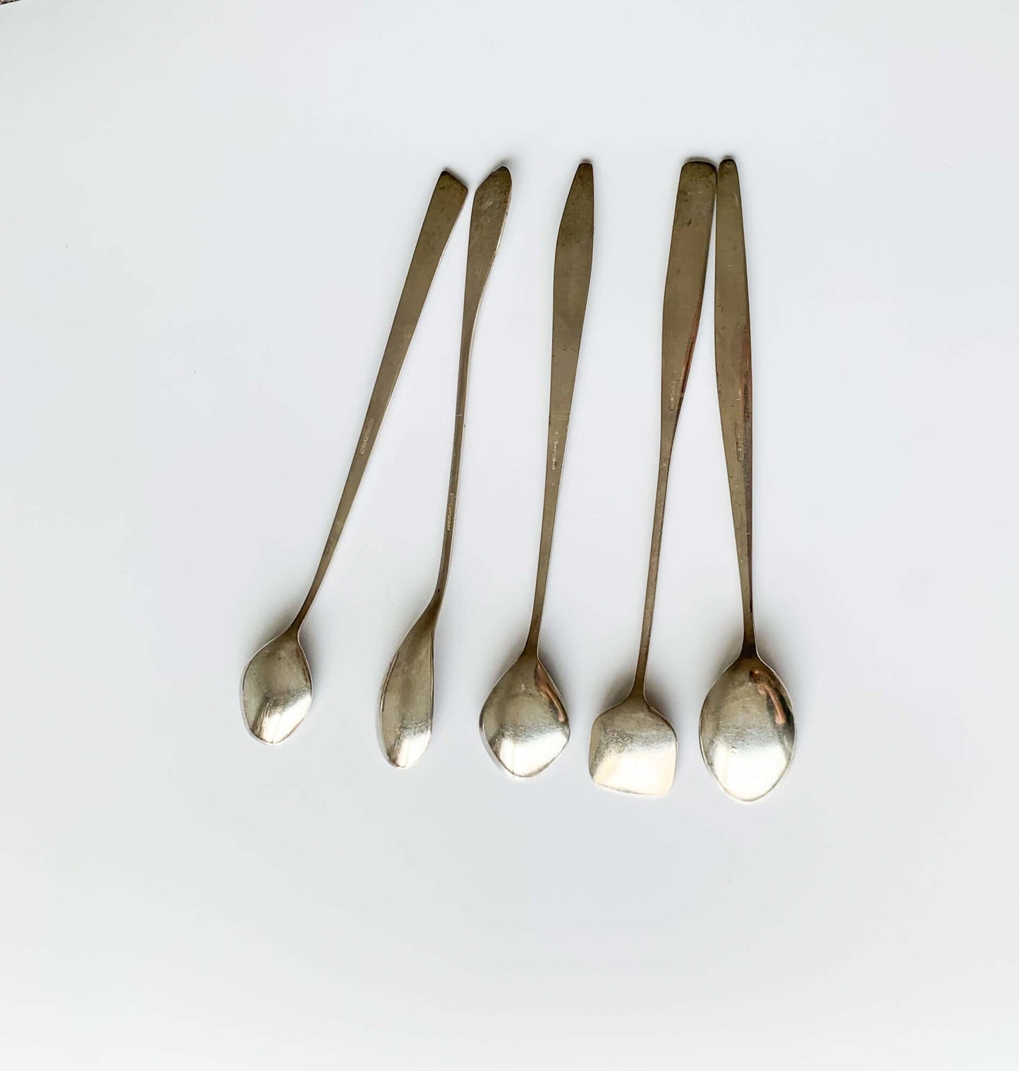 Set of 5 silverplated spoons for cocktail, tea, Space age, Denmark