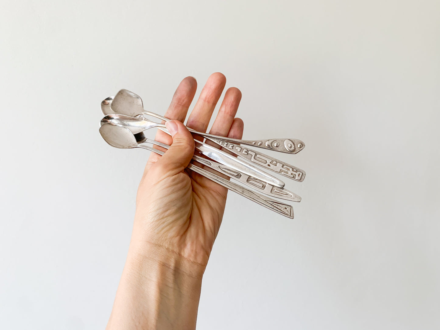 Set of 5 silverplated spoons for cocktail, tea, Space age, Denmark