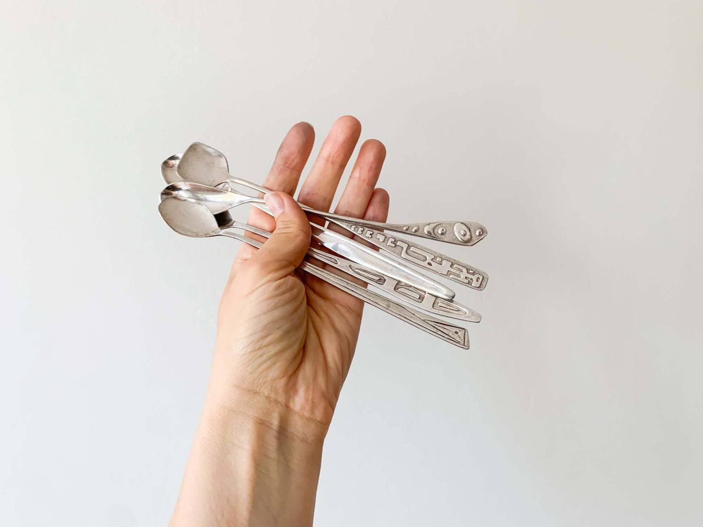 Set of 5 silverplated spoons for cocktail, tea, Space age, Denmark