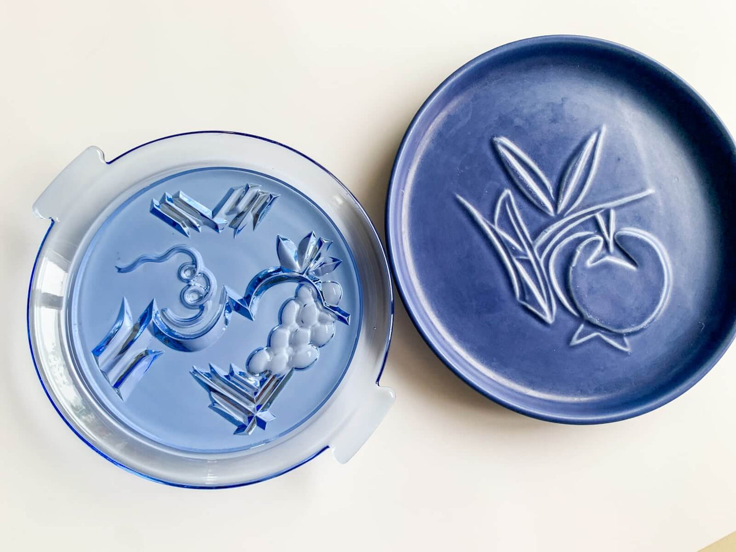 Edvin Ollers Elme, Art Deco Blue Crystal Plate, Sweden 1930s