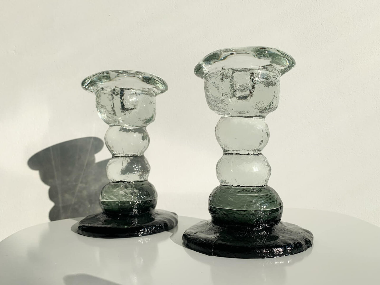 Brutalist Figurine, Candle Holder Kivi Set, Humppila Finland 1980s Grey