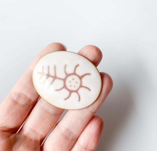 Solar Cell Enamel Brooch by Lasse Talosela