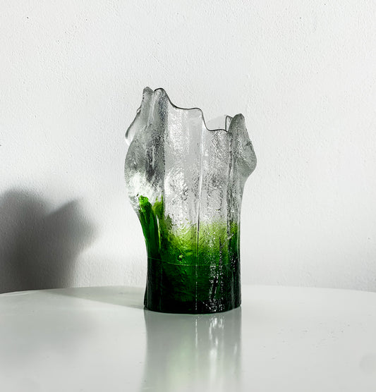 Brutalist Figurine, Art Glass Vase Stump by Kumela Finland