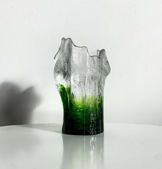 Brutalist Figurine, Art Glass Vase Stump by Kumela Finland
