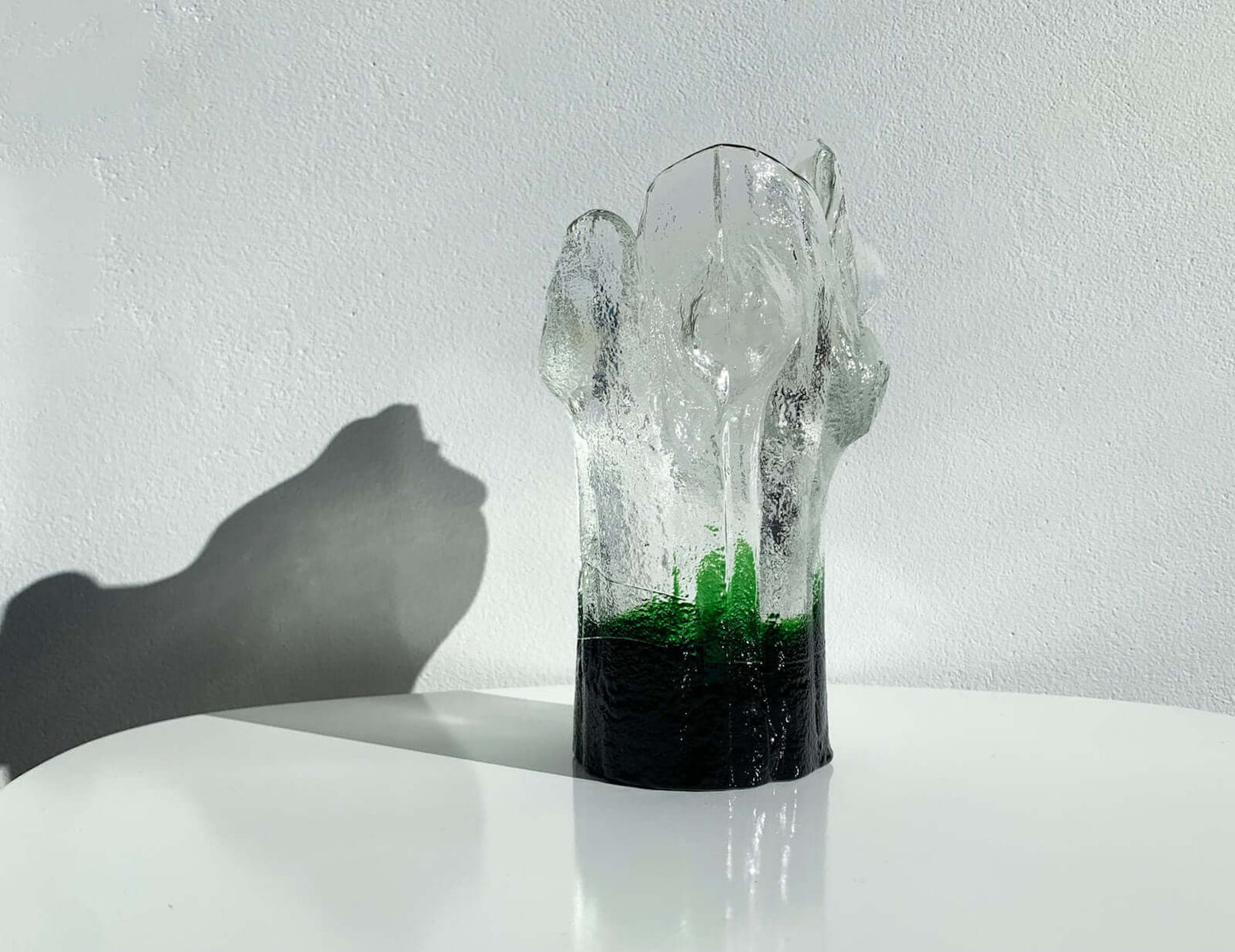 Brutalist Figurine, Art Glass Vase Stump by Kumela Finland, 1970s