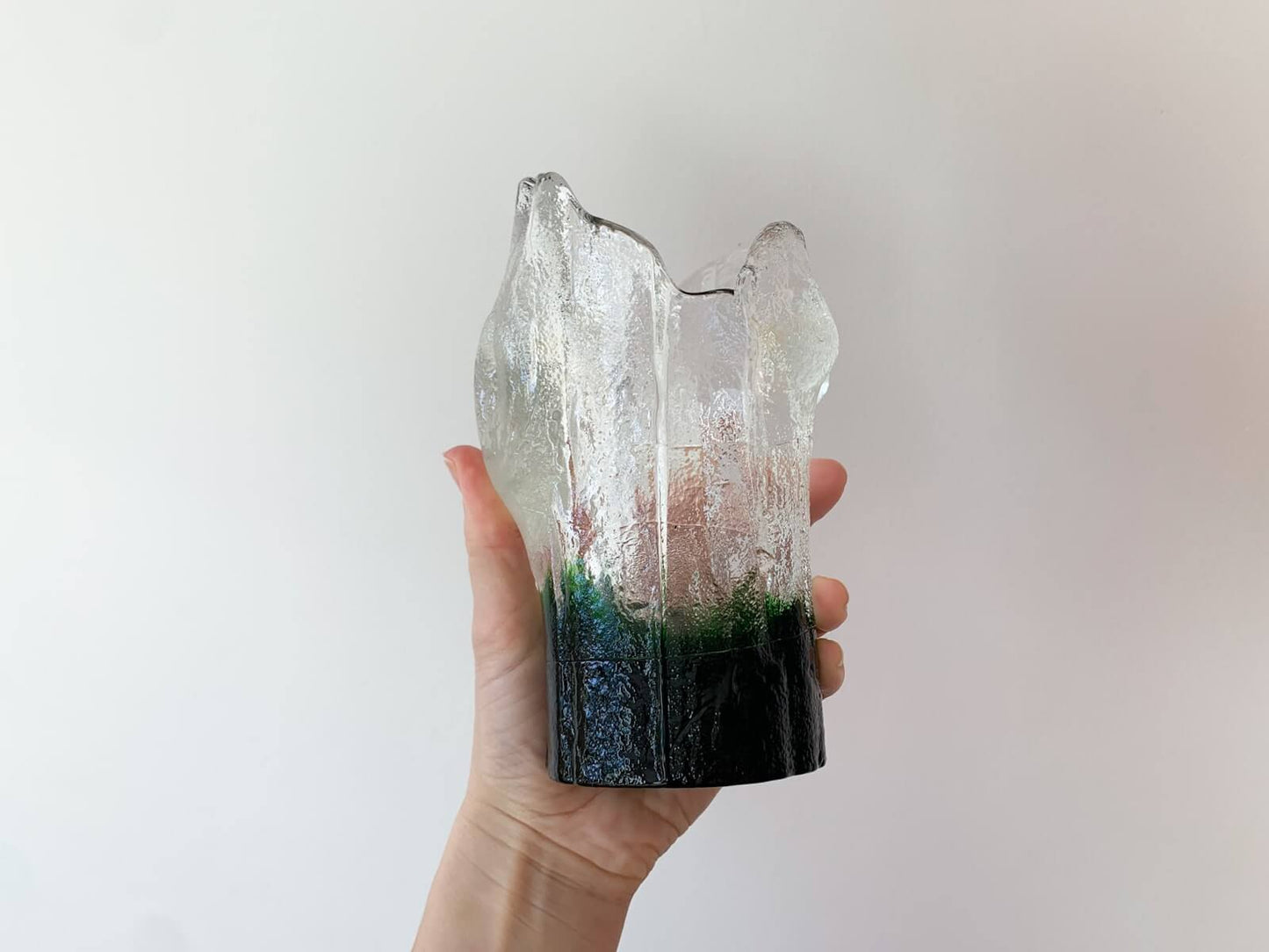 Brutalist Figurine, Art Glass Vase Stump by Kumela Finland, 1970s