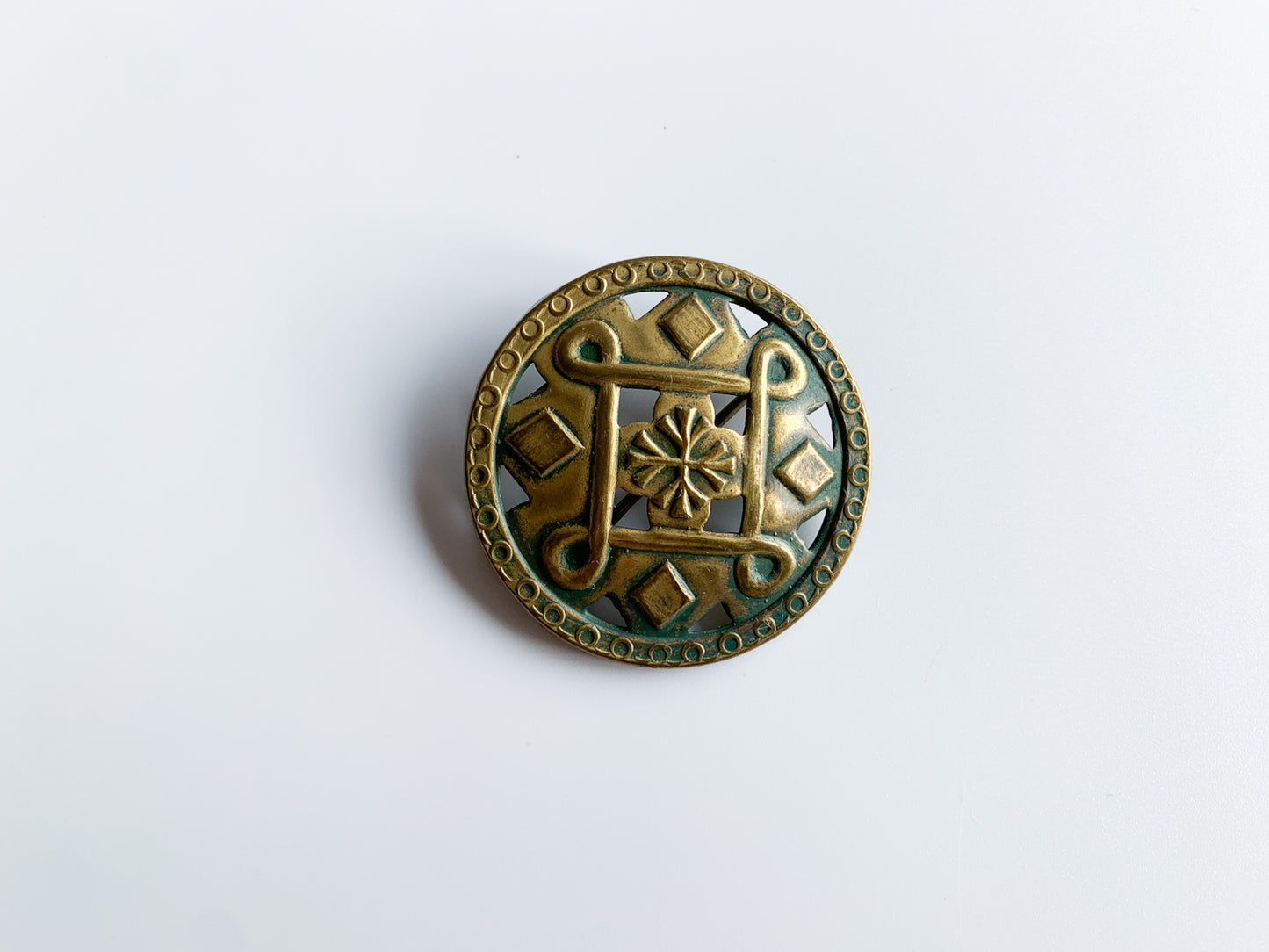 Midcentury Brass Stamped Brooch