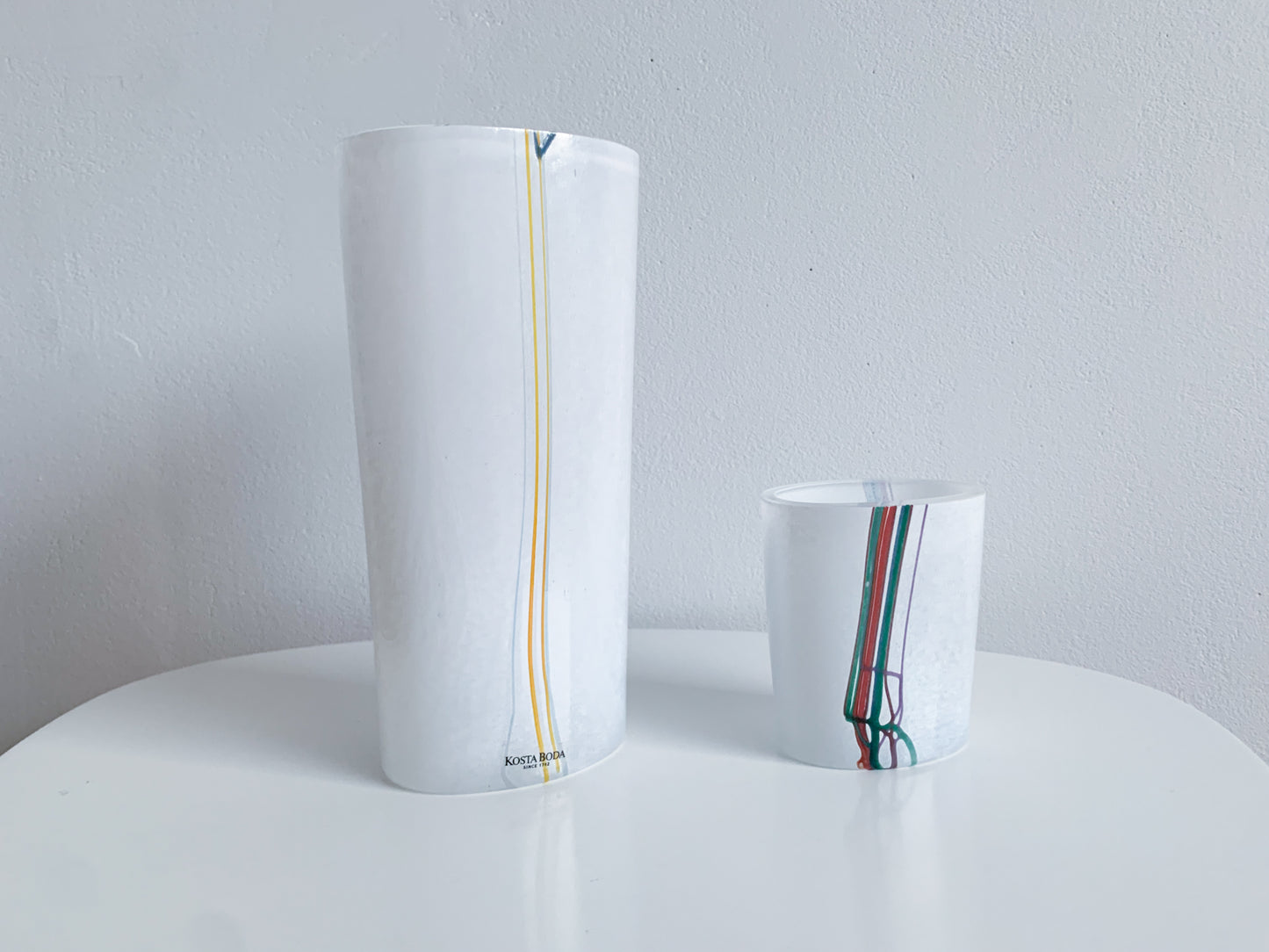Vintage vase Rainbow by Bertil Vallien, Kosta Boda Sweden, 1980s