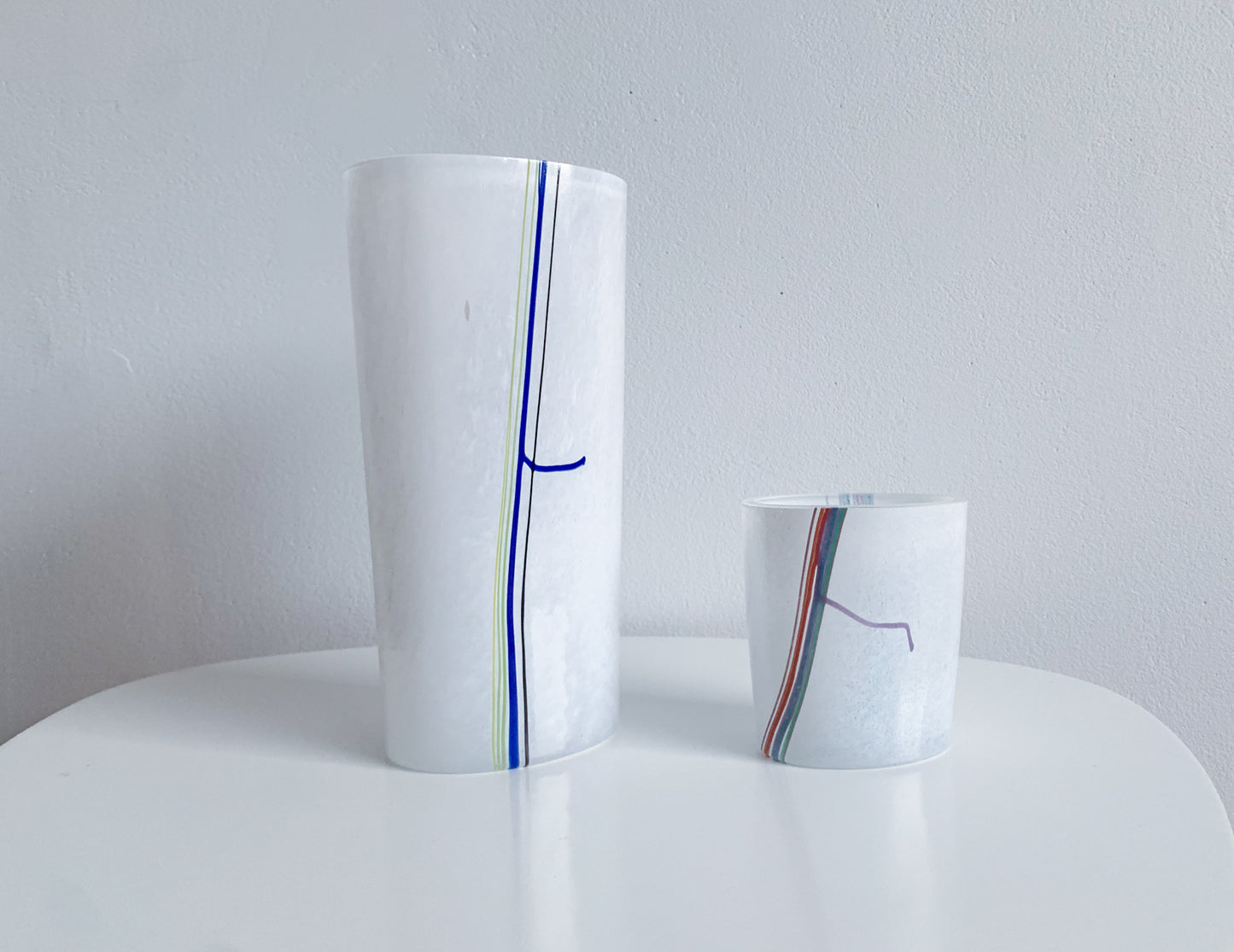 Vintage vase Rainbow by Bertil Vallien, Kosta Boda Sweden, 1980s