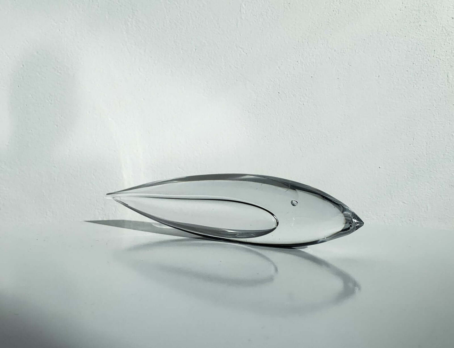 Vicke Lindstrand Kosta Boda, Crystal Fish 1960s Signed