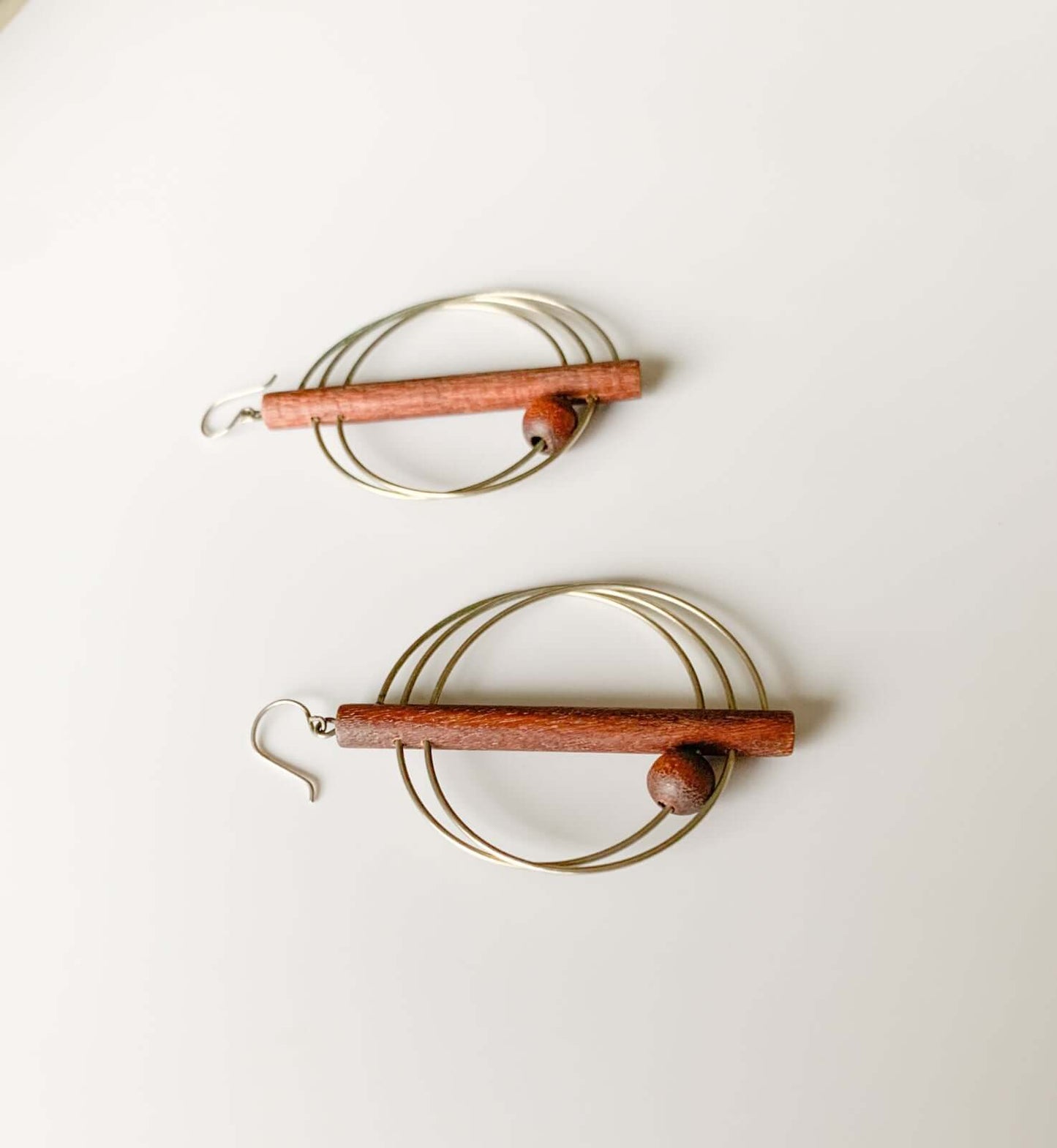 Aarikka Finland Orbit Earrings | Wood and Metal