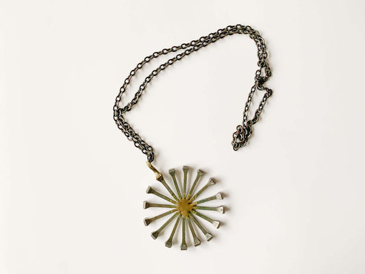 Brutalist Horseshoe Nail Pendant Necklace