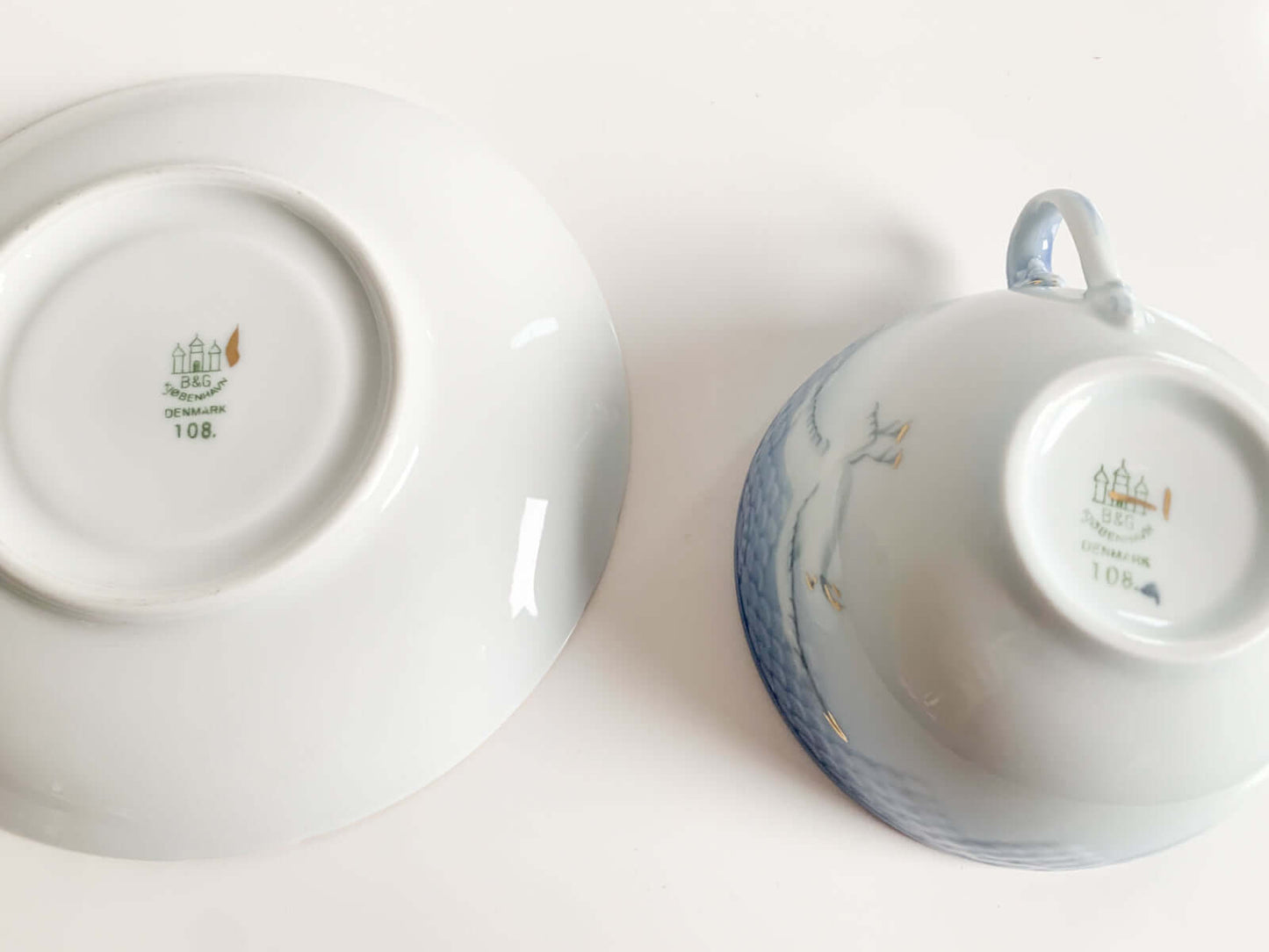 Möwen-Teetasse und Untertasse, Fanny Garde für Bing & Grøndahl, Dänemark